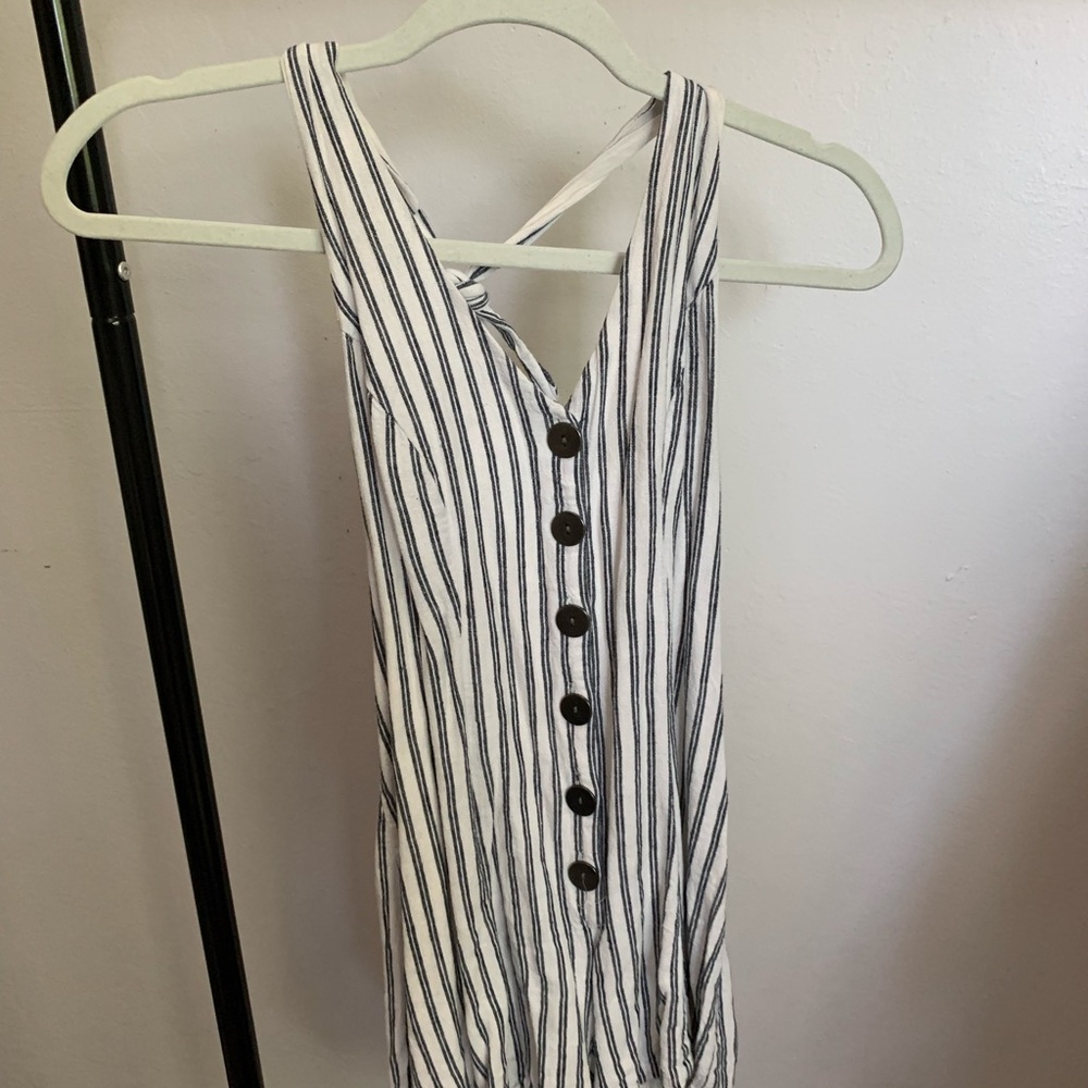 blue and white striped cover up